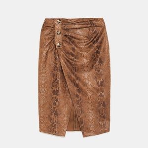 Gathered Snake Print Skirt